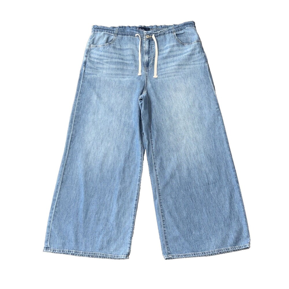 Gap Superlight Pull On Baggy Jeans Pants Light Wash Denim High Rise Wide Leg XXL